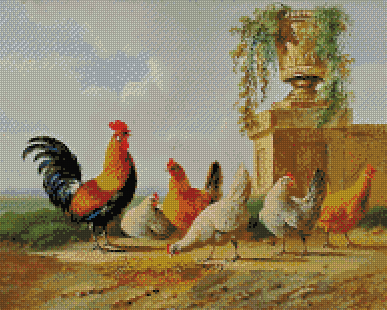 A Rooster With Hens And Chicks | Albertus Verhoesen
