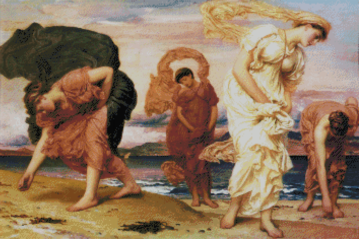 Greek Girls Picking up Pebbles by the Sea | Frederic Leighton