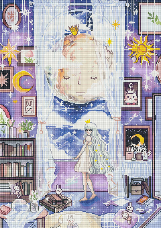 "Goodnight Moon" Artist: Cherriuki | JadedGemShop Pixel Charted Diamond Painting *Ready To Ship* Kit
