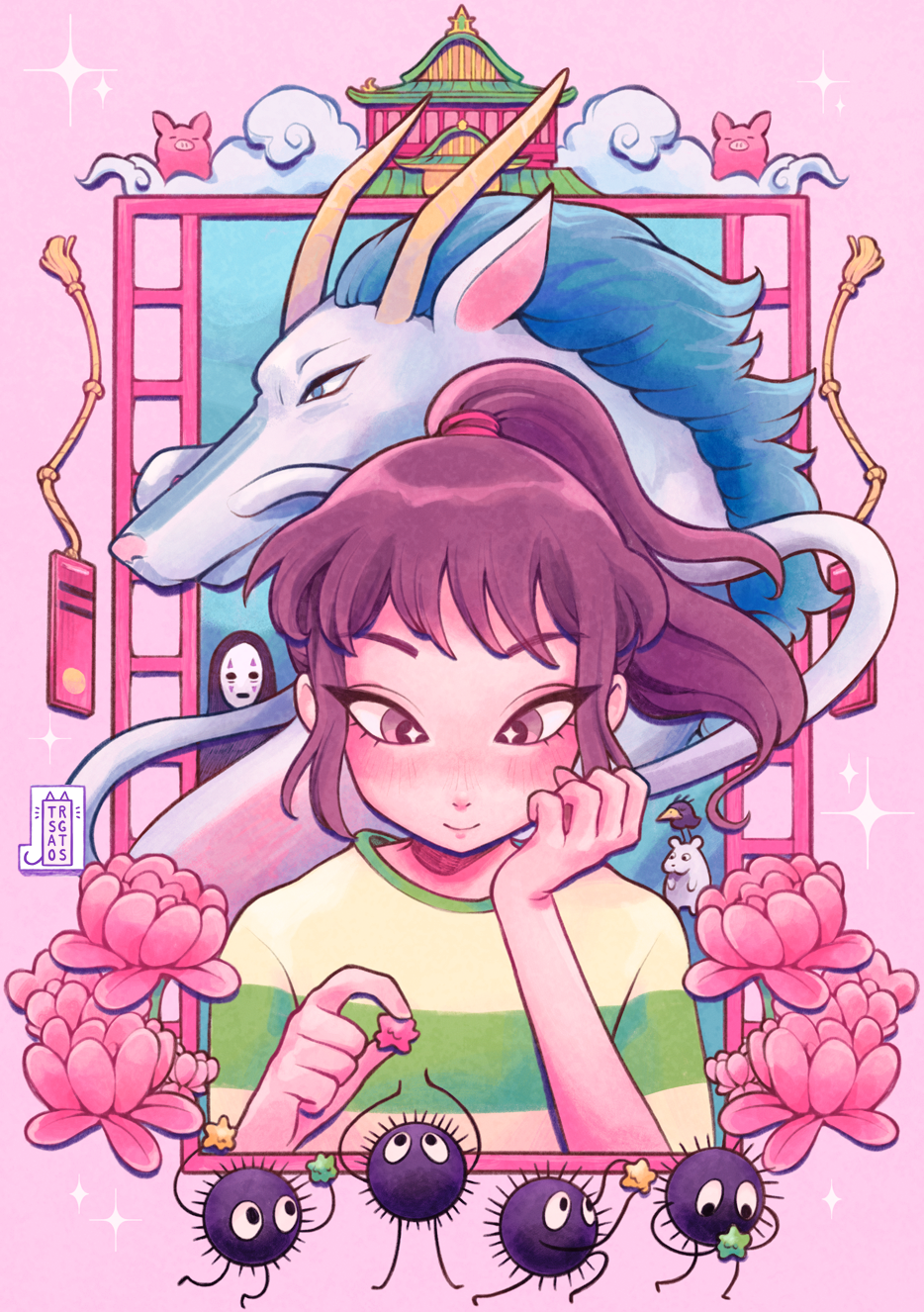 イラストレーターChihiro氏 キャンバスプリントアート No.7 Spirited – Jaded Gem Shop