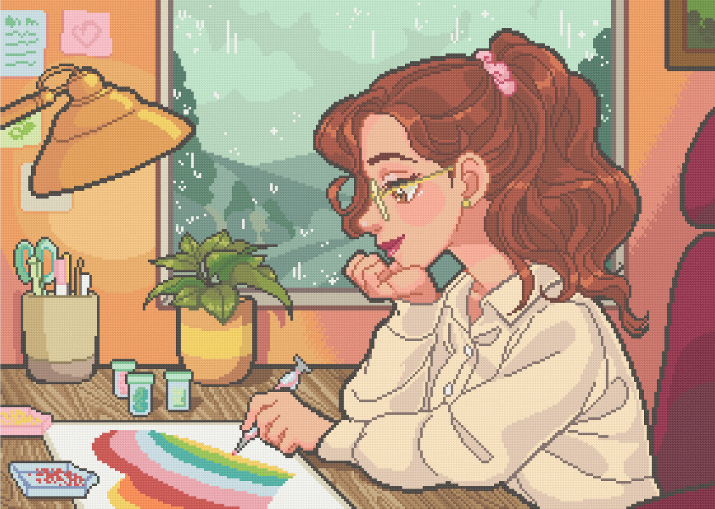 Rainy Day Spent Diamond Painting | Pixel Charted | Ready To Ship