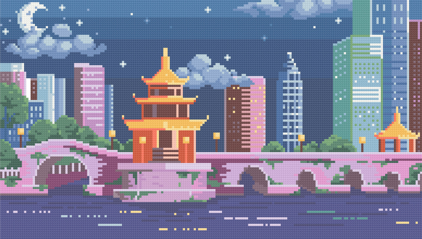 Night On The River | Pixel Charted | Ready TO Ship