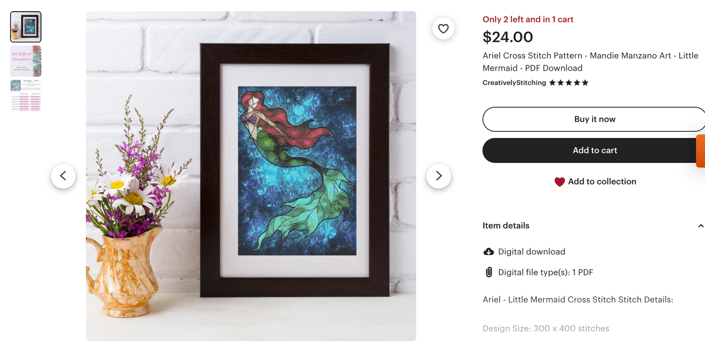 Little Mer | full set of drills, stickers, and blank canvas for Creatively Stitching