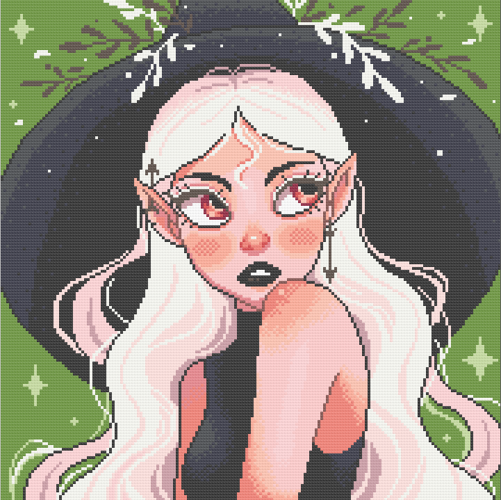 Chartreuse Sorceress | Pixel Charted | Ready To Ship