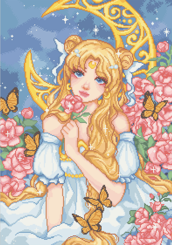 Serenity With The Moon | Pixel Charted | Ready to Ship