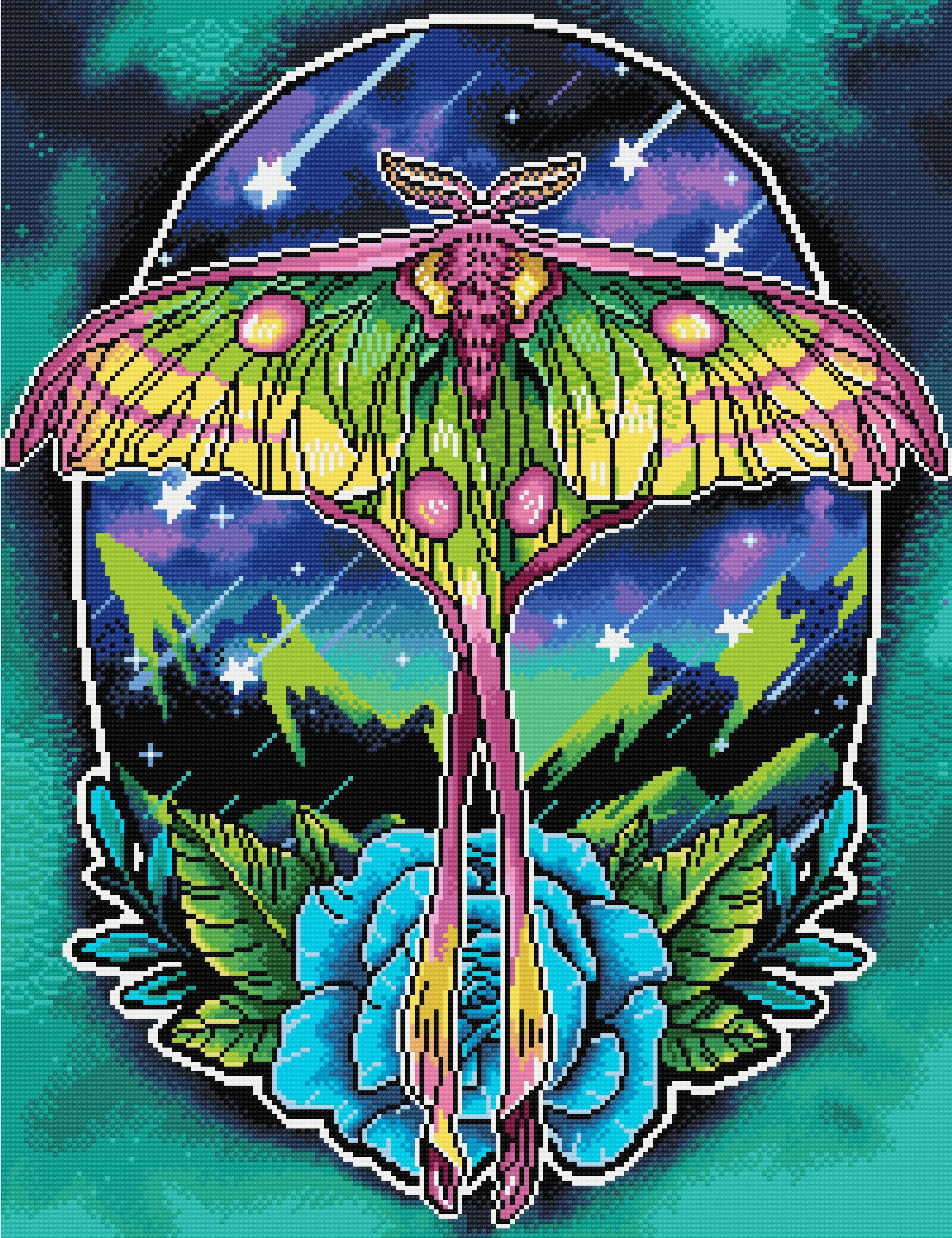 Comet Moth | Pixel Charted – Jaded Gem Shop