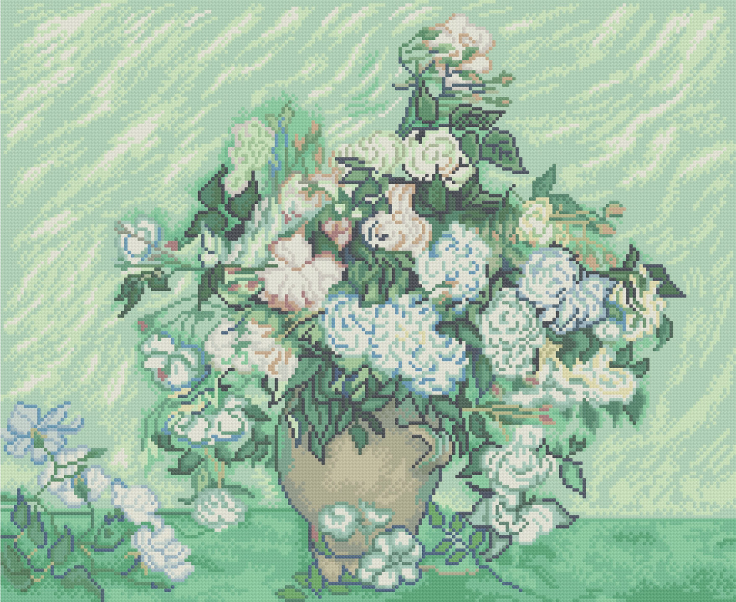 Toile Roses | Vincent van Gogh | Pixel Charted