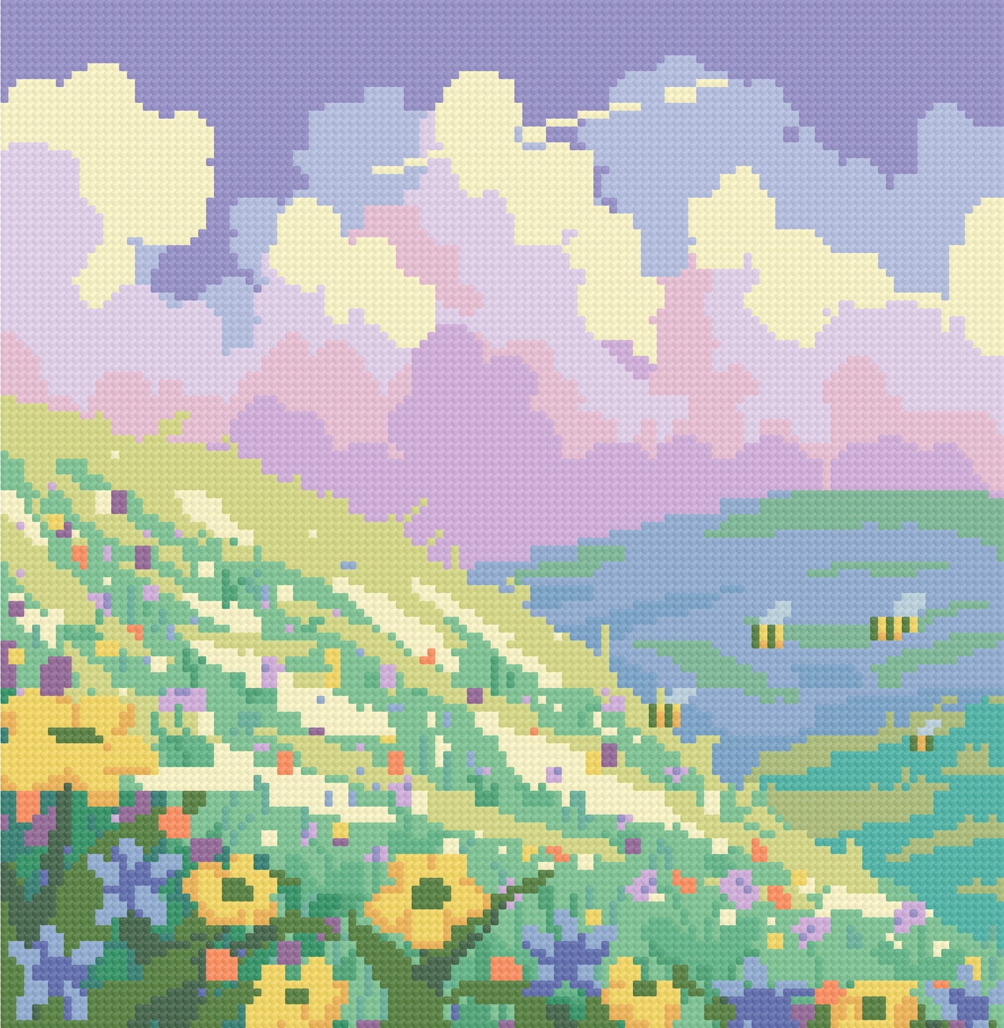 Spring Time Bees | Pixel Charted | Ready To Ship