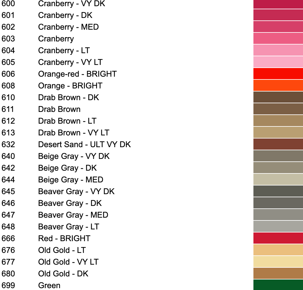 600-699 DMC RESIN Diamond Painting Drills in Square