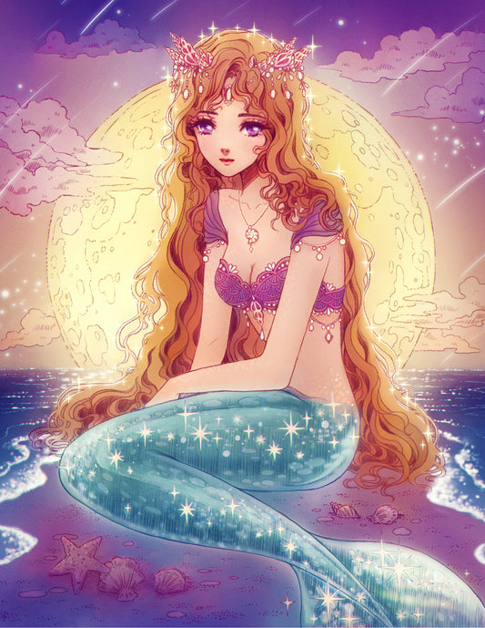 "The Mermaid And The Moon" Artist: Harmony Gong | JadedGemShop Diamond Painting Kit