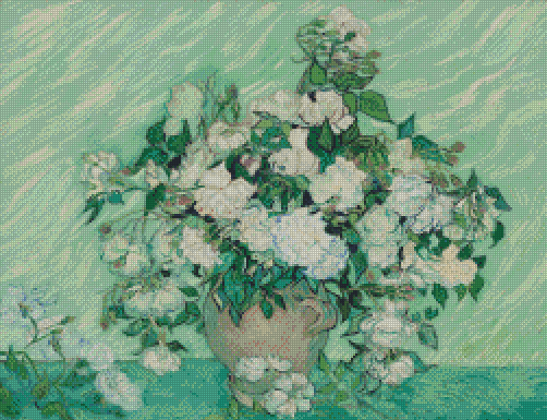 "Vase with Pink Roses" Artist: Vincent van Gogh | JadedGemShop Diamond Painting Kit