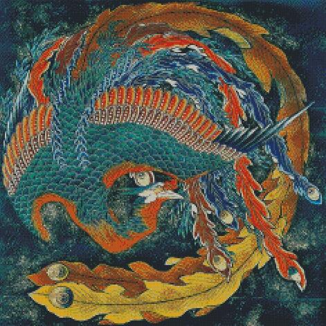 "Matsuri Yatai Phoenix" 1844 Artist: Katsushika Hokusai | JadedGemShop X SingleAndPlacing Diamond Painting Kit