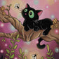 "Black Cat With Fireflies" Artist: Ariel West | JadedGemShop Diamond Painting Kit