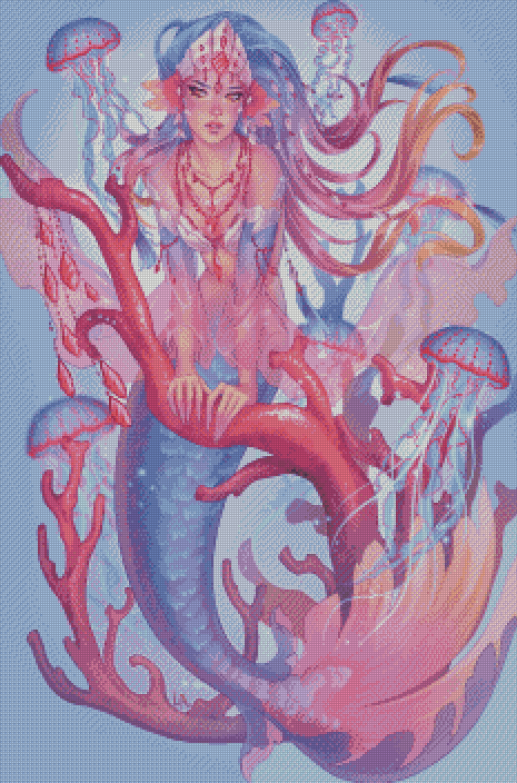 "Ruby Reef Siren" Artist: Little Alfard | JadedGemShop Diamond Painting Kit