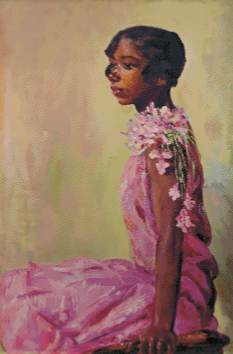 the pink dress painting Laura Wheeler Waring, Girl in a Pink Dress (c. 1927)Laura Wheeler Waring, an American artist of the Harlem Renaissance. *Girl in a Pink Dress* features a young girl elegantly dressed in a