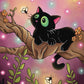 "Black Cat With Fireflies" Artist: Ariel West | JadedGemShop Diamond Painting Kit