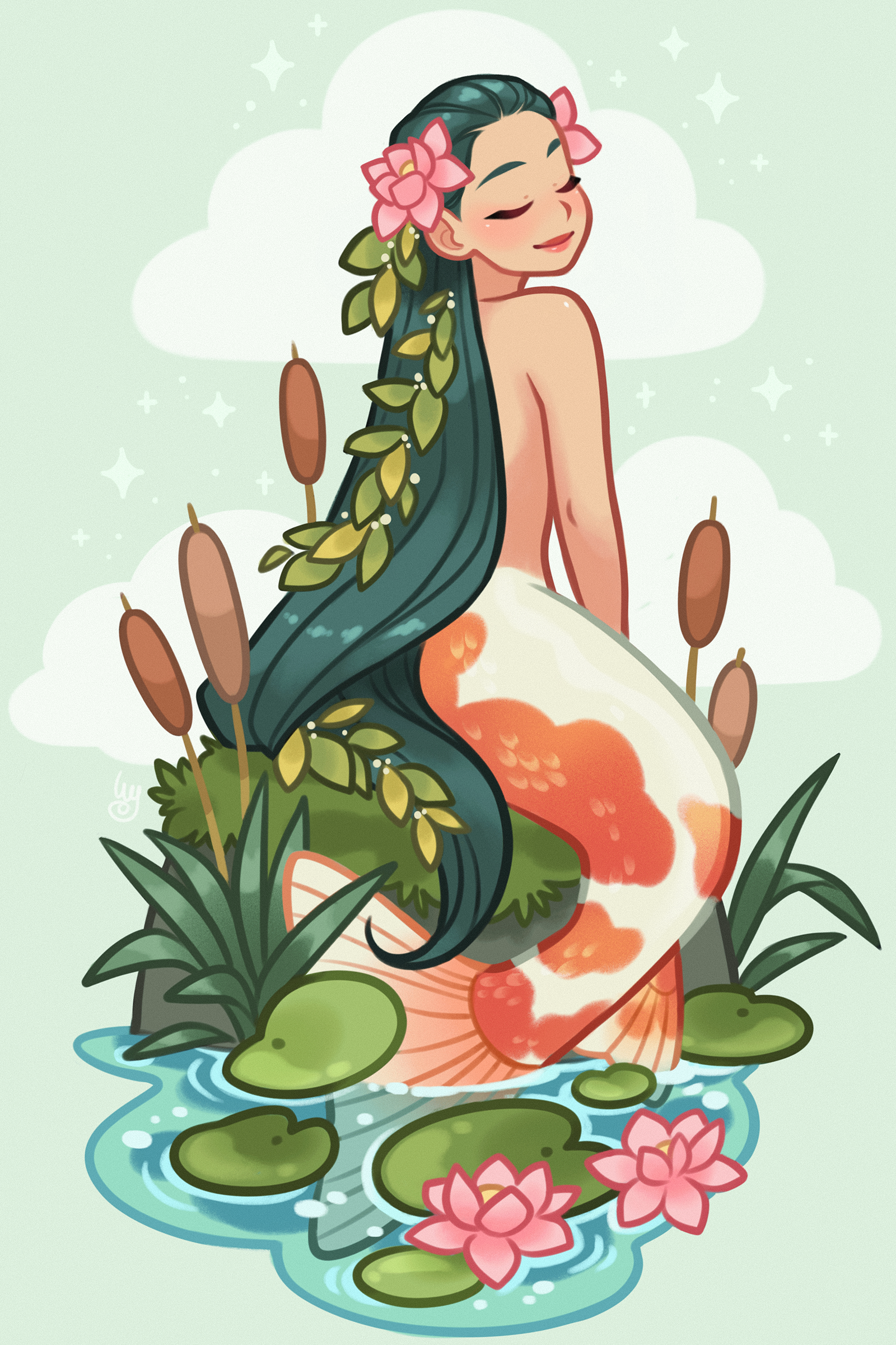 Koi Mermaid | Pixel Charted – Jaded Gem Shop Koi Mermaid | Pixel Charted – Jaded Gem Shop