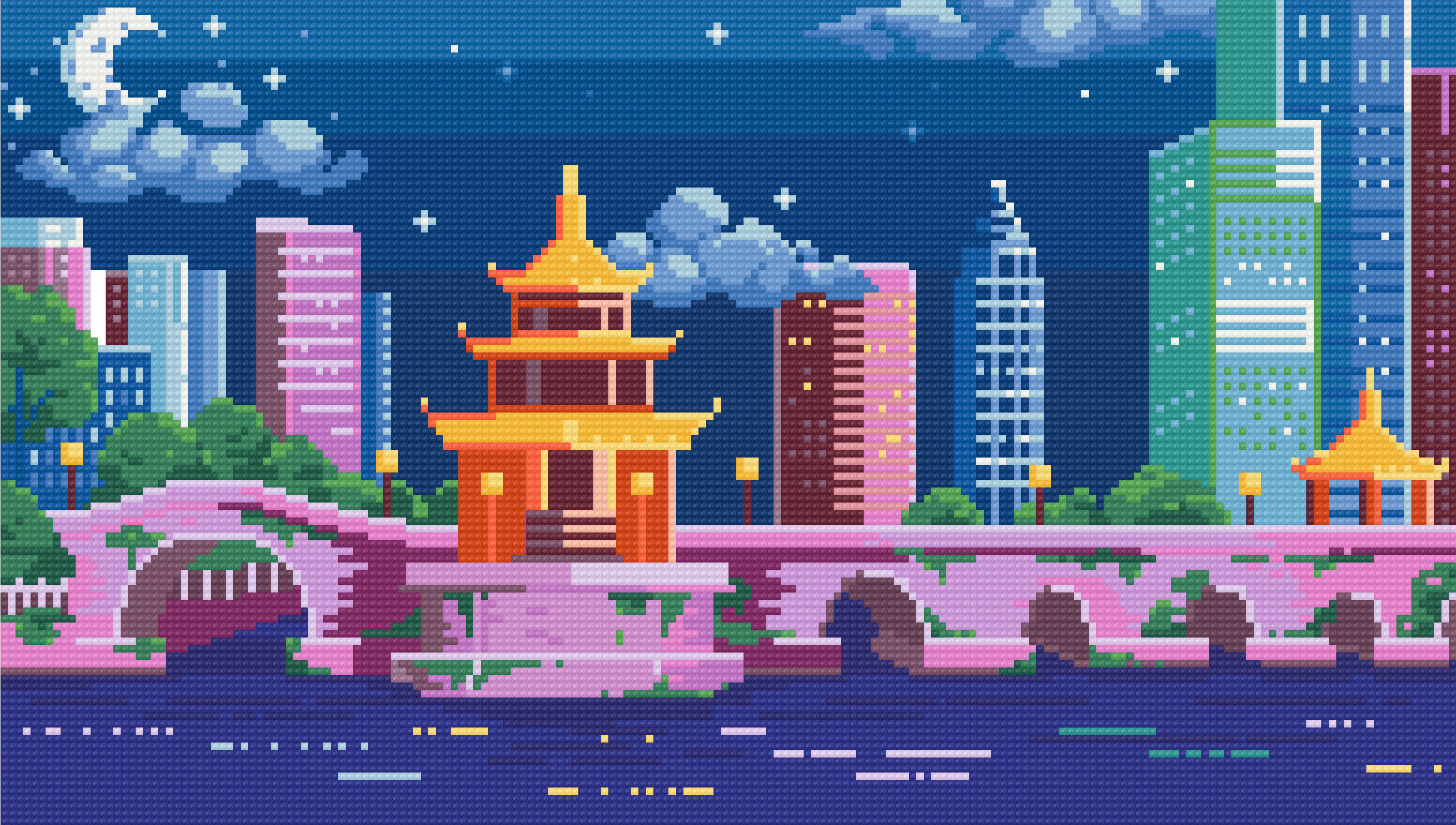 Night On The River | Pixel Charted | Ready TO Ship – Jaded Gem Shop