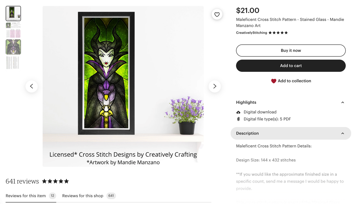 "Maleficent" Full Set of Drills, stickers, and Blank Canvas for Creatively Stitching