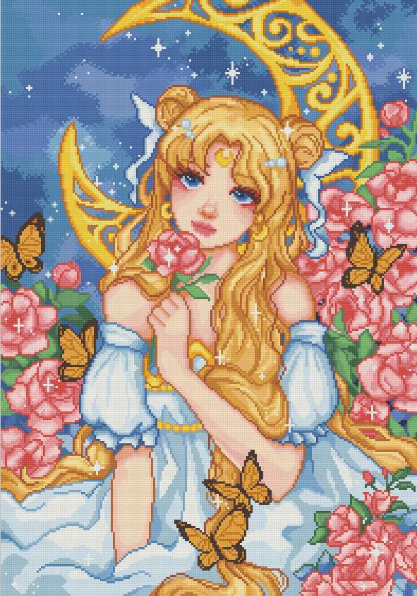 Serenity With The Moon | Pixel Charted | Ready to Ship – Jaded Gem Shop
