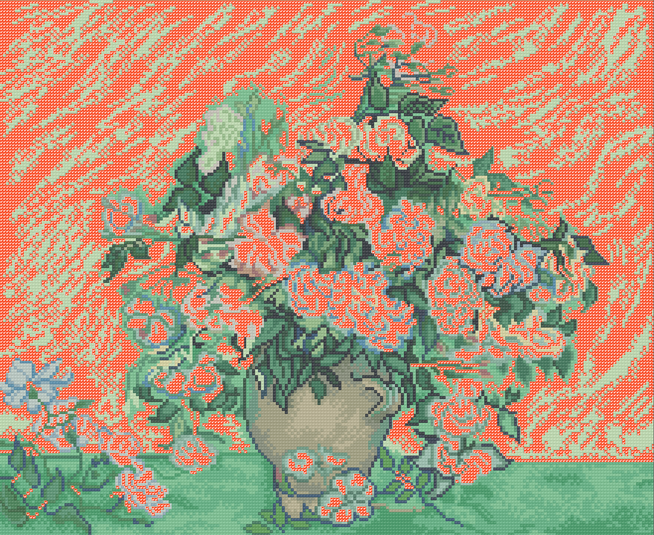 Toile Roses | Vincent van Gogh | Pixel Charted
