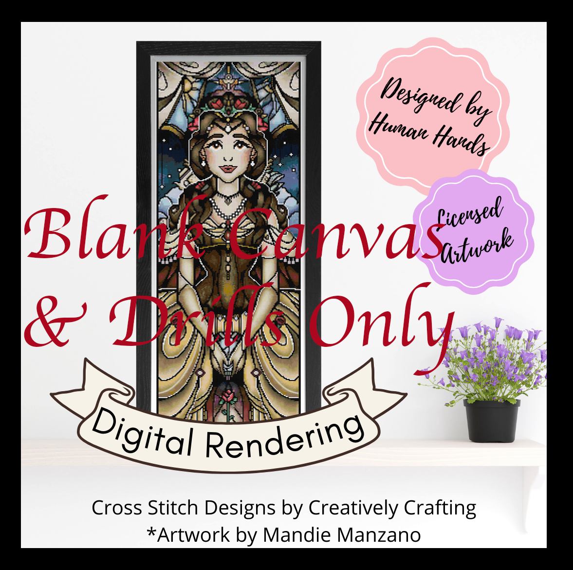 Beauty Tamed Beast | full set of drills and blank canvas for Creatively Stitching