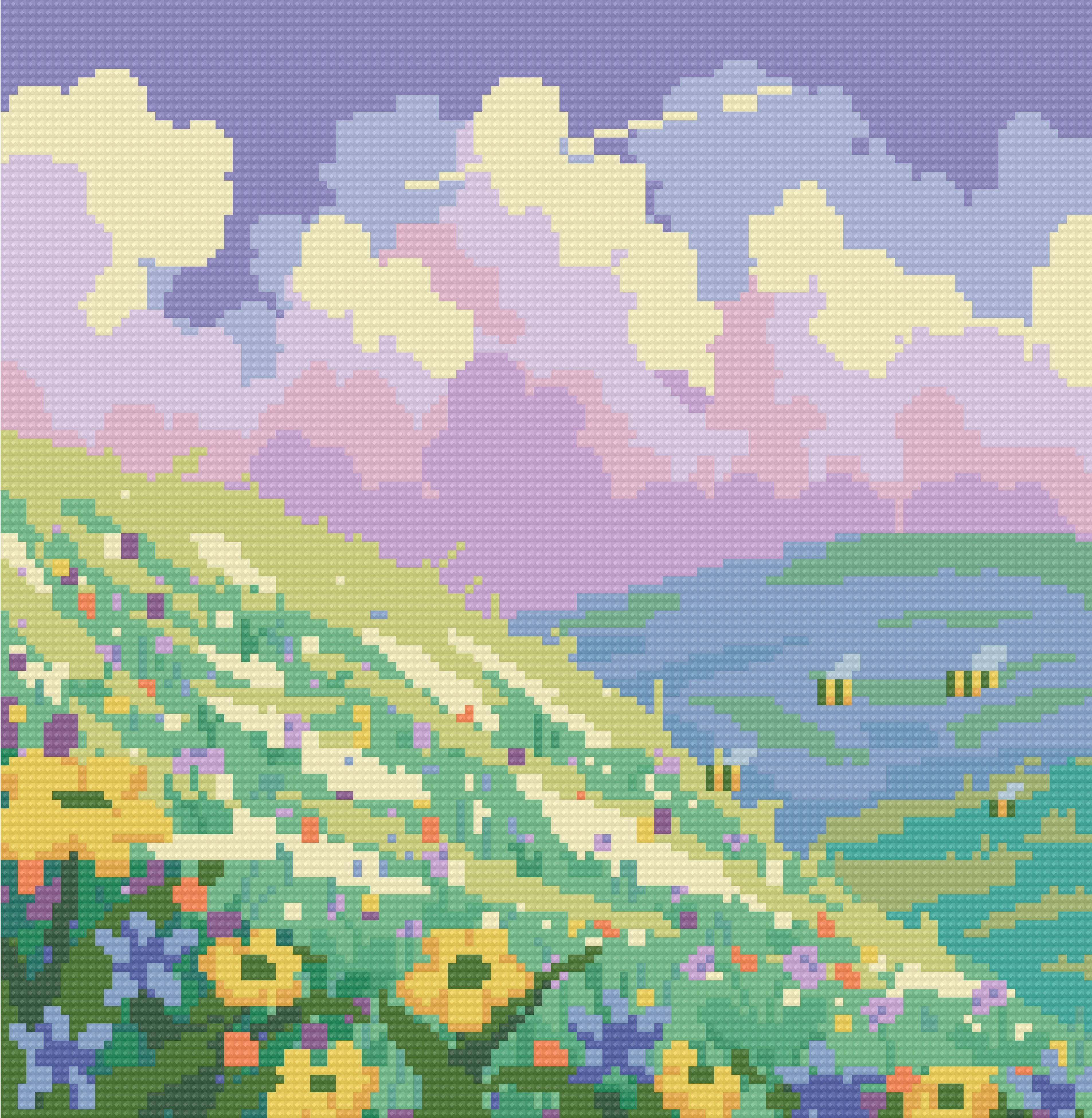 Spring Time Bees | Pixel Charted | Ready To Ship – Jaded Gem Shop