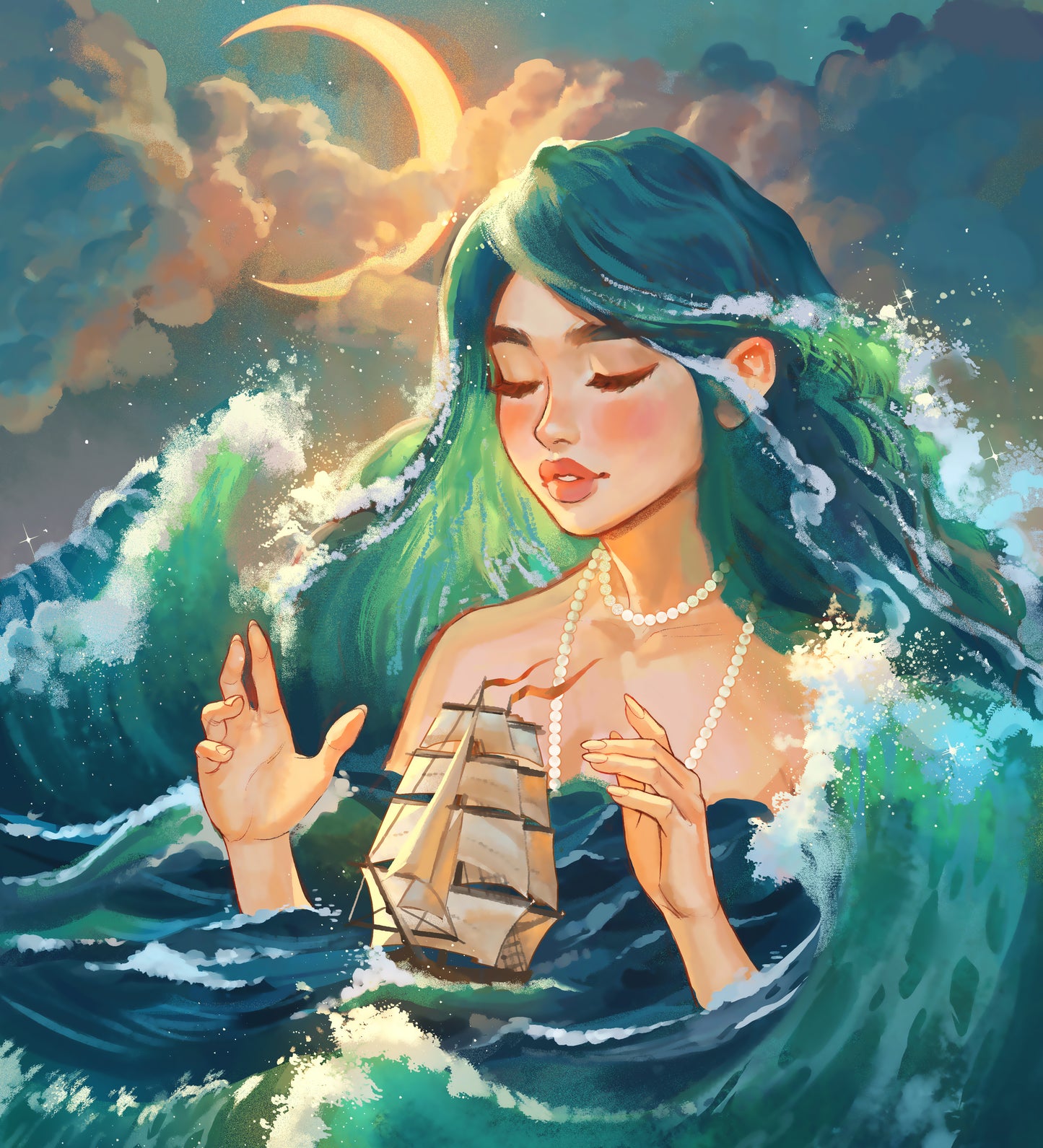 "Lady Of The Ocean" Artist: Toshia San | JGS Diamond Painting *Ready To Ship* Kit
