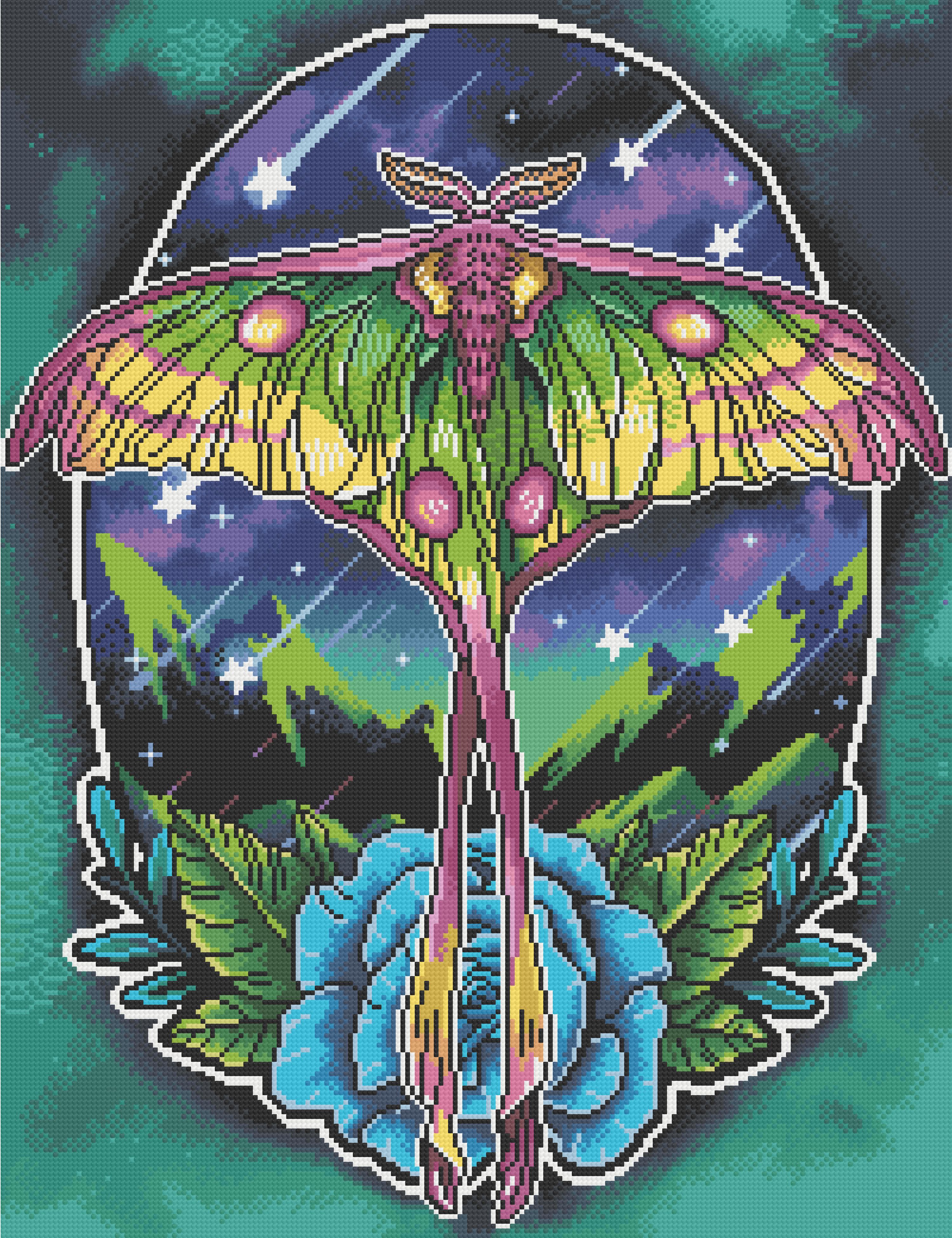 Comet Moth | Pixel Charted – Jaded Gem Shop