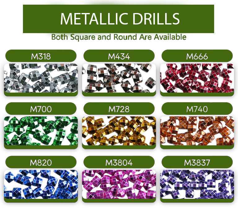 Metallic Drills by the gram and sets. DMC RESIN Diamond Painting Drills