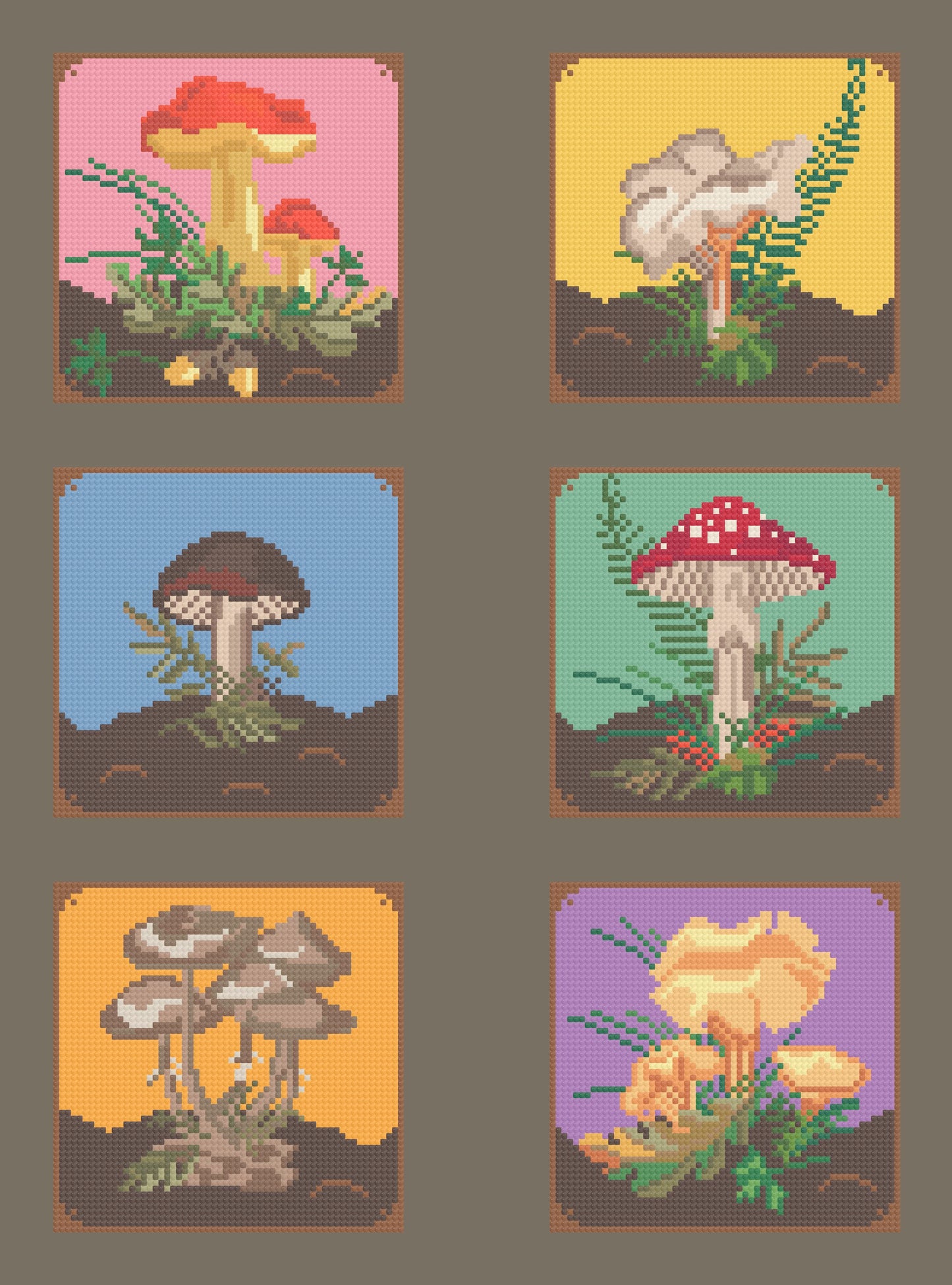 Mushrooms | Pixel Charted  | Ready To Ship