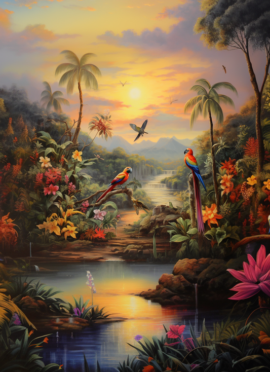 "Hidden In Tropics" Artist: Opal Villa | JadedGemShop Diamond Painting Kit