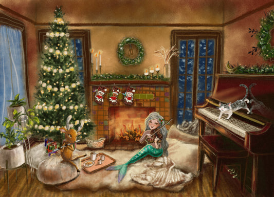 "Christmas Time" Artist: Ste. Ann. Mermaid | JadedGemShop Diamond Painting Kit