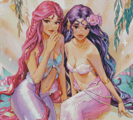 "Mermaids Gossip" Artist: Toshia San | JadedGemShop Diamond Painting Kit
