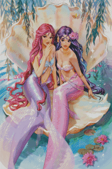 "Mermaids Gossip" Artist: Toshia San | JadedGemShop Diamond Painting Kit