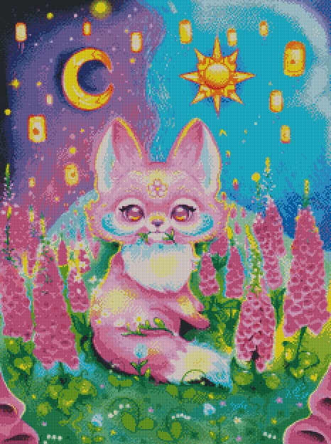 Pink Little Fox Artist: Carys Cuttlefish  JadedGemShop Diamond Pain –  Jaded Gem Shop