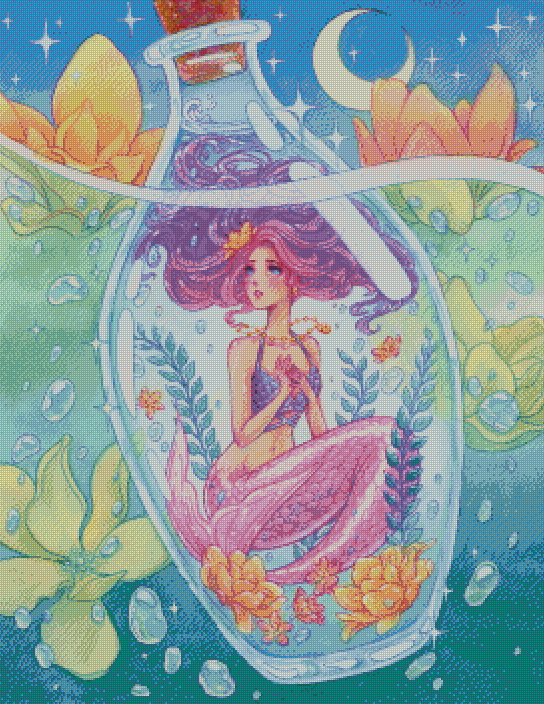 "Mermaid In A Bottle" Artist: Harmony Gong | JadedGemShop Diamond Painting Kit