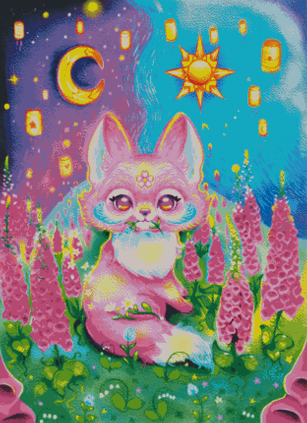 "Pink Little Fox" Artist: Carys Cuttlefish | JadedGemShop Diamond Painting Kit