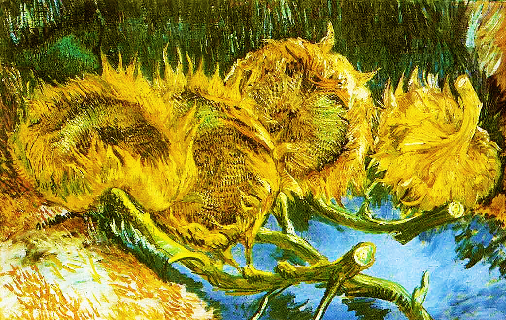 "Four Cut Sunflowers" Artist: Vincent Van Gogh | JadedGemShop Diamond Painting Kit